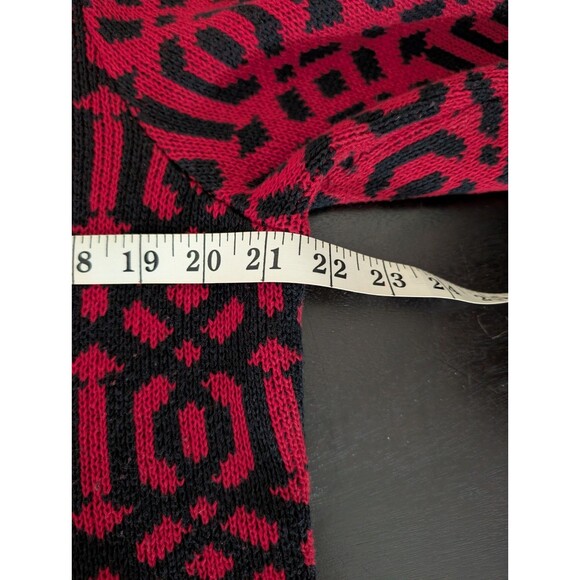 Chicos Women's Sweater Red and Black Faux Leather with Zipper Detail Size 3 - Picture 12 of 16